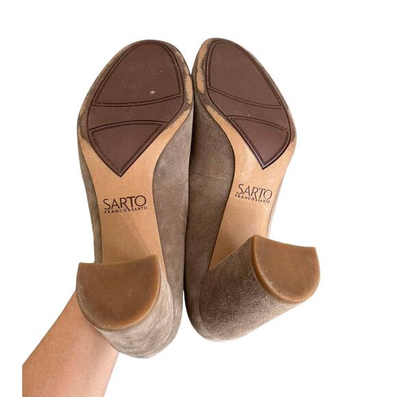 Franco Sarto‎ Aziza Brown Suede Pumps Chunky Heels Size 9M - Picture 6 of 7